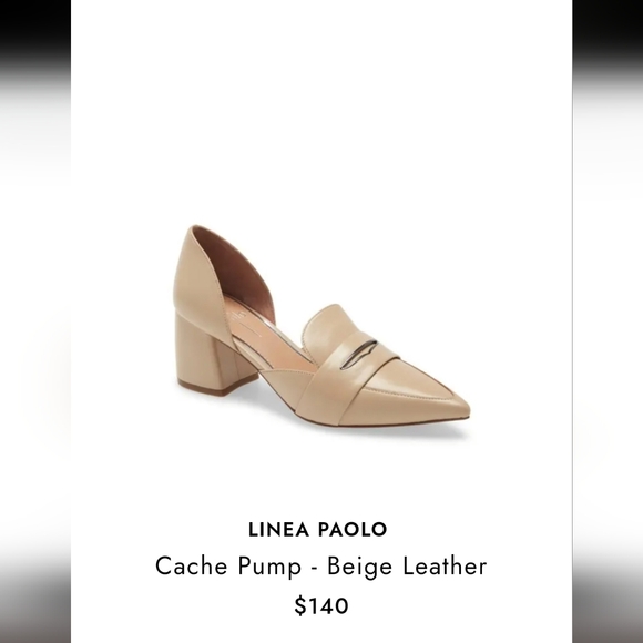 Linea Paolo Cache D'Orsay Block Heel Pumps in Ivory Leather Sz. 9 - Picture 10 of 10